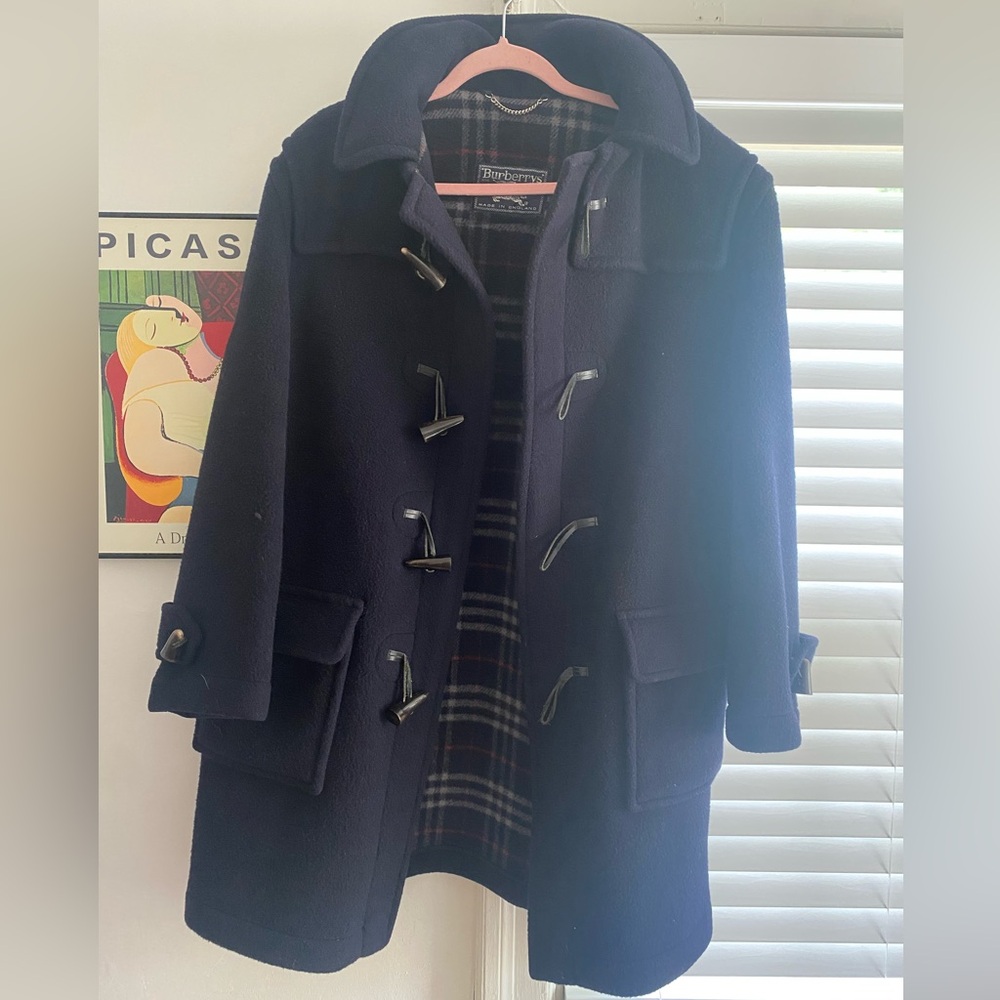 Burberry Navy Toggle Wool Coat